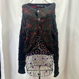 Desigual black and red knit cardigan